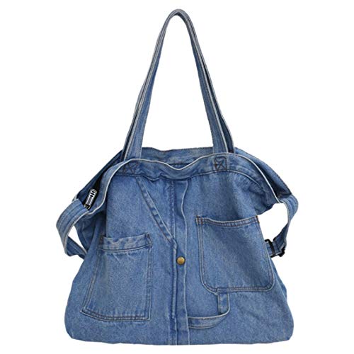 UWYRKSW Neue Net Rot Denim Schulter Umhänge Tasche Casual Wild Tragbare Einkaufs Tasche Segeltuch Tote Weibliche Tasche Hellblau von UWYRKSW