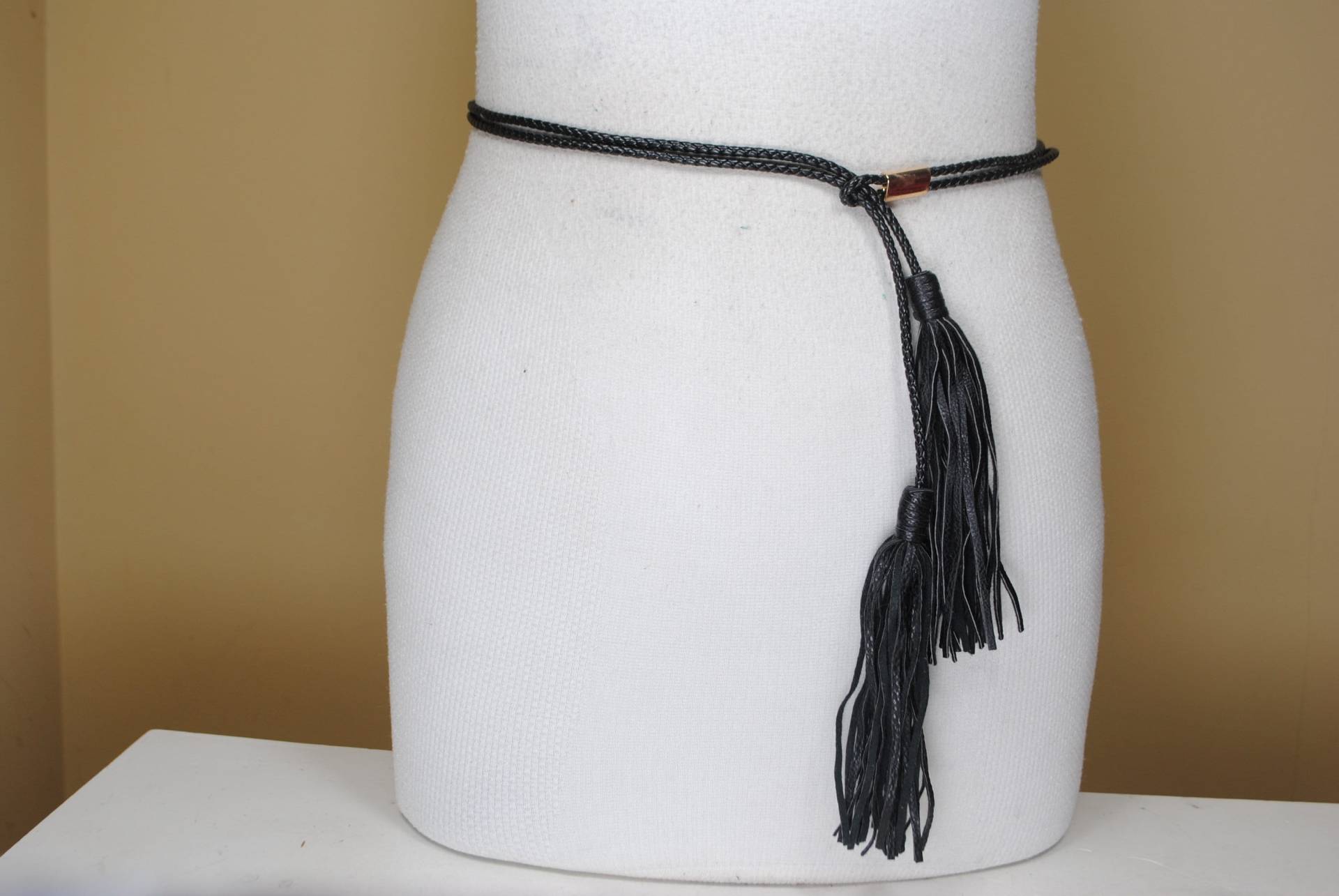 Schwarzer Dünner Webter Ledergürtel Für Frauen Krawattengürtel von UWareiton