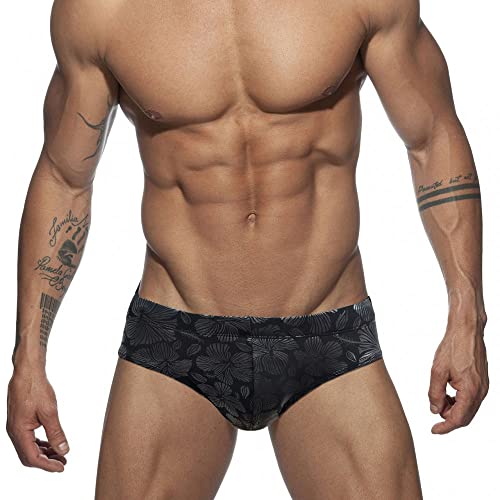 Herren Slip Bademode Sexy Gedruckt Niedrige Taille Bikini Suilt Badeshorts Sommer Wassersport, schwarz, Large von UXH