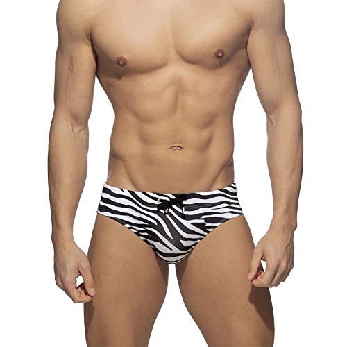 UXH Herren Marke Zebra Muster Dreieck Badehose Surfen Badehose Strand Kurze Hose Herren Anzug Bademode, Schwarz, Medium von UXH