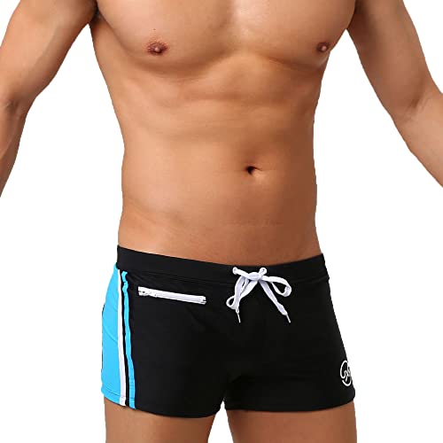 UXH Herren Push-Up Pad Badehose Gepolsterte Tasche Sexy Bademode Sonnenbad Surf Strand Shorts, schwarz, L von UXH