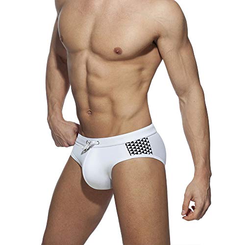 UXH Herren Push-Up Pad Schwimmen Slip Gepolstert Vergrößern Sexy Bademode Sonnenbad Surf Strand Shorts, Weiss/opulenter Garten, L von UXH