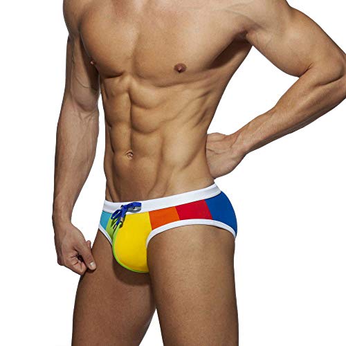 UXH Herren Regenbogen Badeanzug Slip gepolstert Bademode Männlich Sexy Schwimmbrett Strand Surfen Schwimmen von UXH