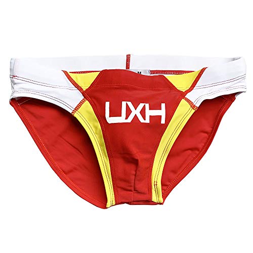 UXH Neue Sexy Männer Bademode Niedrige Taille Schwimmen Slips Brasilianischen Schnitt Badeanzug Sport Surf Männer Board Boxer, Rot/Ausflug, einfarbig (Getaway Solids), XL von UXH