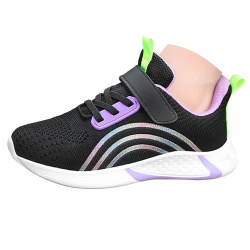 Handballschuhe Damen Winterschuhe Mädchen Frühling Autumn Breathable Mesh Sportschuhe Shoes Mesh Soft Sole Youth Lightweight und Comfortable Running Shoes (Purple-1, 32 Big Kids) von UXSELKCD