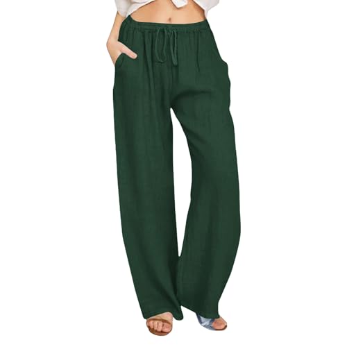 UXSELKCD Caprihose Damen Sommer, Musselin Hose Sommerhose Damen Leicht Sommer Leinen Shorts 2026 Beach Kurze Hosen Mit Taschen Stoffhose Kleid Stretch Gerades Bein Kordelzug Leinenhose Bluse,3XL von UXSELKCD
