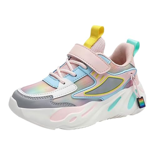 UXSELKCD Damen Schuhe Turnschuhe Mädchen Hallenschuhe Frühling und Freizeit Sport Nicht Atmungsaktiv Schuhe Mittlere und Große Sportschuhe Sneaker (Pink-D, 31 Little Child) von UXSELKCD