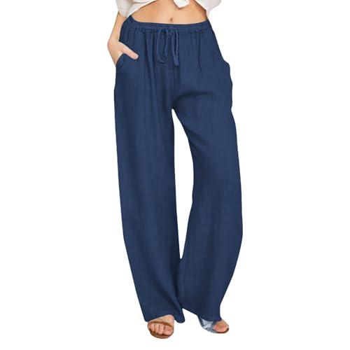 UXSELKCD Damen-Shorts, Musselin Hose Sommerhose Damen Leicht Shorts 2025 Beach Kurze Hosen Mit Sommer Leinen Taschen Stoffhose Kleid Stretch Gerades Bein Kordelzug Leinenhose Bluse,L von UXSELKCD