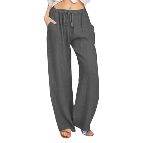UXSELKCD Damen-Shorts, Musselin Hose Sommerhose Damen Leicht Sommer Leinen Shorts 2026 Beach Kurze Hosen Mit Taschen Stoffhose Kleid Stretch Gerades Bein Kordelzug Leinenhose Bluse,4XL von UXSELKCD
