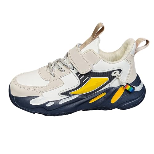UXSELKCD Hallenschuhe mädchen Turnschuhe Mädchen Hallenschuhe Frühling und Freizeit Sport Nicht Atmungsaktiv Schuhe Mittlere und Große Sportschuhe Sneaker (Beige-E, 28.5 Little Child) von UXSELKCD