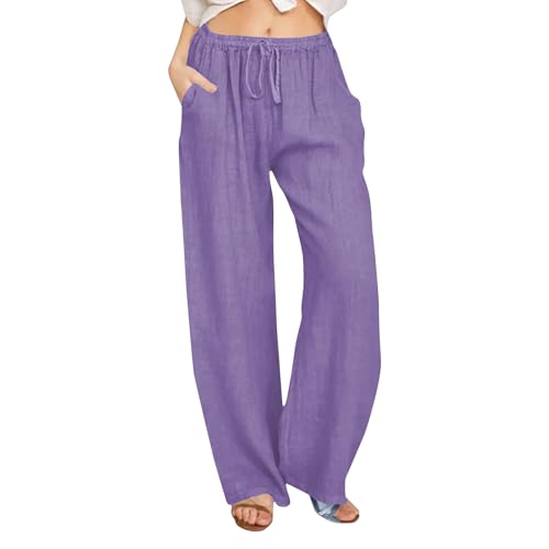 UXSELKCD Kurze Hosen Damen Sommer, Musselin Hose Sommerhose Damen Leicht Sommer Leinen Shorts 2025 Beach Kurze Hosen Mit Taschen Stoffhose Kleid Stretch Gerades Bein Kordelzug Leinenhose Bluse,4XL von UXSELKCD