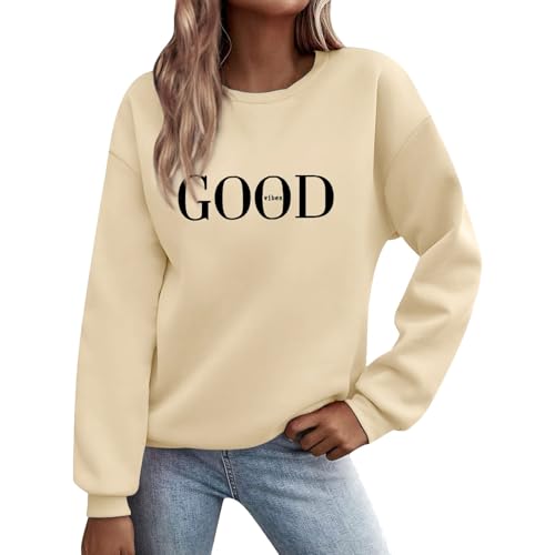 UXSELKCD Winterpullover Damen Warm Pullover Damen Langarm Sweatshirt Basic Rundhals Langarmshirt Lose Casual Oberteil Winter Baumwolle Pulli von UXSELKCD