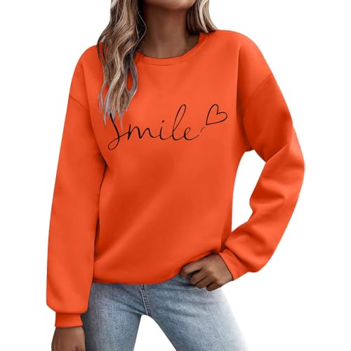 UXSELKCD Winterpullover Damen Warm Pullover Damen Langarm Sweatshirt Basic Rundhals Langarmshirt Lose Casual Oberteil Winter Baumwolle Pulli von UXSELKCD