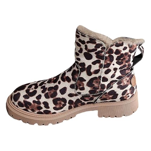 UXSELKCD bootsschuhe damen Winter New Padded Short Tube Mouth Gefütterte Boots Damen Kurz Warm Side Zip Winterboots Rutschfest Suede Fellstiefel Teenager Mädchen (Rose Gold, 36) von UXSELKCD