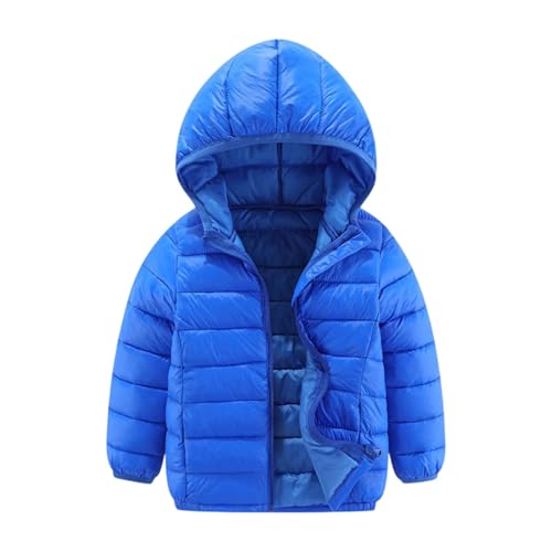 UXSELKCD langarmshirt mädchen Daunenjacken Für Mädchen Wintermantel Leichte Winddichte Kapuzenjacke Daunenähnlicher Wattierung Kinderjacke Winter Mit Kapuze Reißverschluss (Blue #2, 7-8 Years) von UXSELKCD