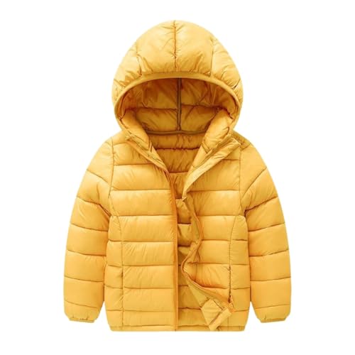 UXSELKCD übergangsjacke mädchen Daunenjacken Für Mädchen Wintermantel Leichte Winddichte Kapuzenjacke Daunenähnlicher Wattierung Kinderjacke Winter Mit Kapuze Reißverschluss (Yellow #2, 3-4 Years) von UXSELKCD