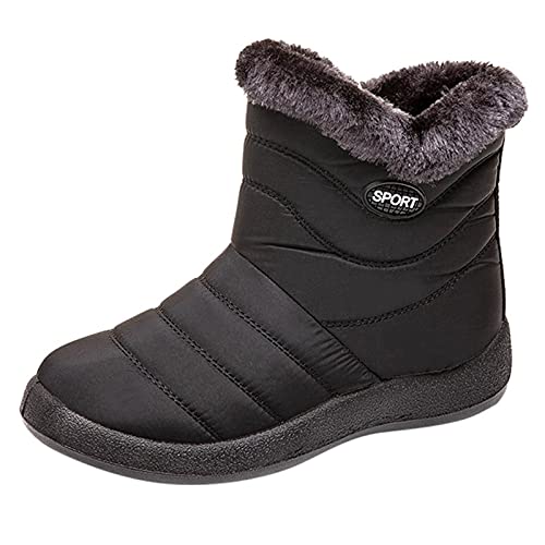 UXSELKCD winterschuhe Warme Modische Gefüttert Wasserdicht Winterschuhe Outdoor warm Winterstiefel Bootie Schuhe Frauen Damenstiefel Schlupfstiefel Boots Damen (Black-a, 39) von UXSELKCD