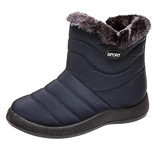 UXSELKCD winterstiefel damen gefüttert Warme Modische Gefüttert Wasserdicht Winterschuhe Outdoor warm Winterstiefel Bootie Schuhe Frauen Damenstiefel Schlupfstiefel Boots Damen (Blue-a, 37) von UXSELKCD
