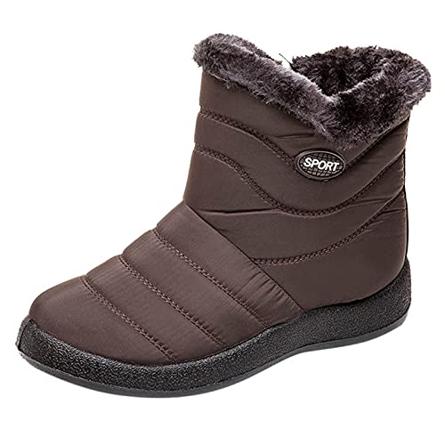 UXSELKCD winterstiefel damen wasserdicht Warme Modische Gefüttert Wasserdicht Winterschuhe Outdoor warm Winterstiefel Bootie Schuhe Frauen Damenstiefel Schlupfstiefel Boots Damen (Brown-a, 41) von UXSELKCD