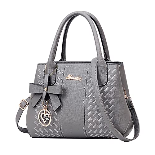 große taschen damen Klassische Modetrend Mutter-Handtasche mittleren Kosmetik Damen Tragetasche mit Reißverschluss Frauen Elegante Handtaschen Rot (Grey, One Size) von UXSELKCD