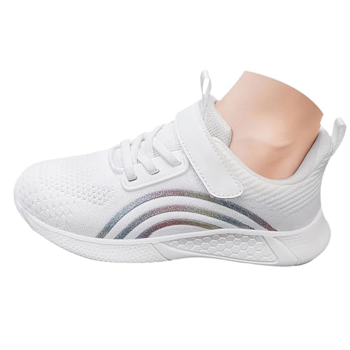 hallenturnschuhe mädchen Winterschuhe Mädchen Frühling Autumn Breathable Mesh Sportschuhe Shoes Mesh Soft Sole Youth Lightweight und Comfortable Running Shoes (White-1, 32 Big Kids) von UXSELKCD
