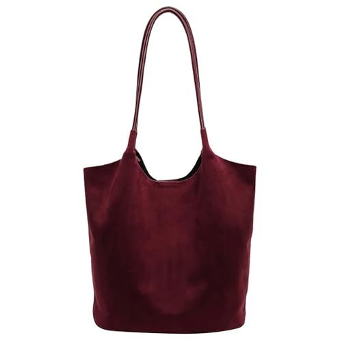 stoffbeutel Kunstleder Einkaufstasche Damen Schultertasche Frauen Modetrend College Handtasche Arbeit Einkaufstasche Geldbörse und Freizeittasche (Red, One Size) von UXSELKCD
