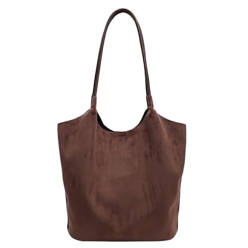 taschen damen Kunstleder Einkaufstasche Damen Schultertasche Frauen Modetrend College Handtasche Arbeit Einkaufstasche Geldbörse und Freizeittasche (Coffee, One Size) von UXSELKCD