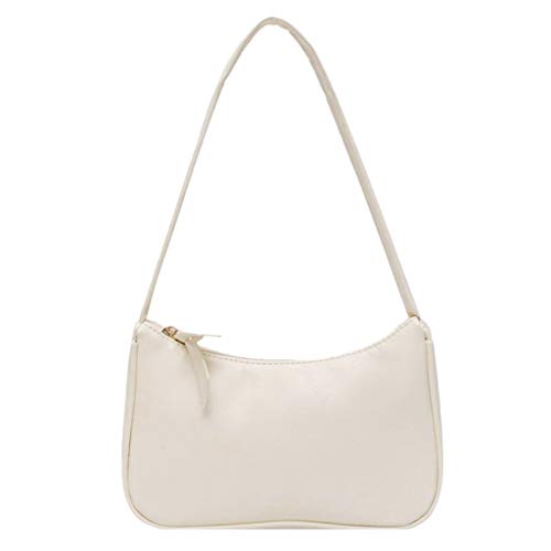 umhängetaschen damen Bag Lässige Persönlichkeit Retro Women Solid Colour Reißverschluss Telefontasche Handtasche Umhängetasche Modisch Freizeittasche (1-Beige, One Size) von UXSELKCD