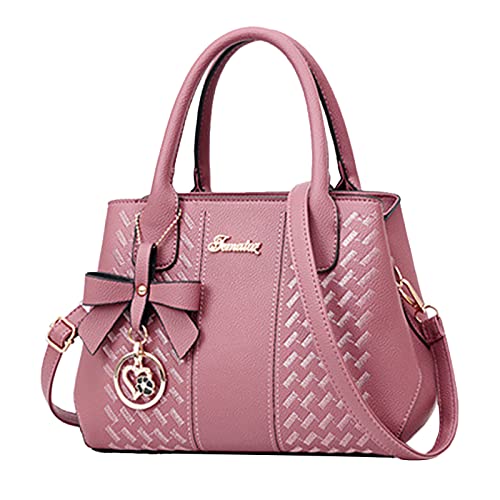umhängetaschen damen Klassische Modetrend Mutter-Handtasche mittleren Kosmetik Damen Tragetasche mit Reißverschluss Frauen Elegante Handtaschen Rot (Pink, One Size) von UXSELKCD