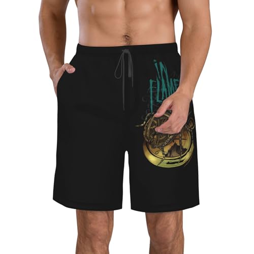 In Band Flames Herren Casual Beach Shorts - Rock Band bedruckte Badehose, schnell trocknende Boardshorts für Urlaubsparty, A-11, M In Band Flames Herren Casual Beach Shorts - Rock Band bedruckte Badehose, schnell trocknende Boardshorts für Urlaubsparty, A-11, M von UYETSGDFG