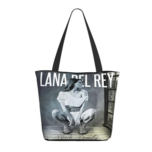 UYETSGDFG Lana Singer Del* Rey Damen Einkaufstasche Klassische Musik Thema Logo Design Große Kapazität Tasche Mode Fan Geschenk, A-8, Einheitsgröße von UYETSGDFG