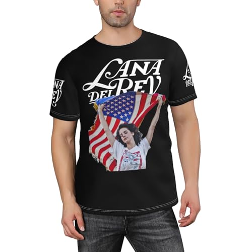 UYETSGDFG Lana Singer Del* Rey Herren-Kurzarmshirt | Retro-Musik bedrucktes T-Shirt lässig modisch Straßentrend Kurzarm Top Fans personalisierte Geschenke, 11, XL von UYETSGDFG