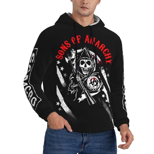 UYETSGDFG Sons%of the An*archy Herren Hoodie - Klassischer Motorrad Club Print Warme Kapuze Herbst Winter Trendiger Motorrad-Stil für die tägliche Freizeit Fan Kollektion, In 8, XL von UYETSGDFG