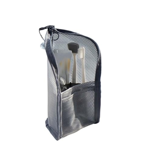1 x Kosmetiktasche für Damen, transparenter Reißverschluss, Make-up-Tasche, Reise-Make-up-Pinselhalter, Organizer, Kulturbeutel, B-grau, Einheitsgröße von UYFRD