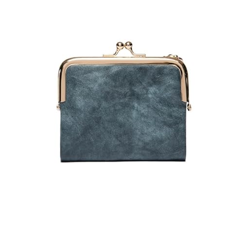 UYFRD Damen-Geldbörse, klein, kompakt, zweifach gefaltet, Leder, Vintage-Münzgeldbörse mit Reißverschluss und Kussschloss, blau, 2PCS UYFRD Damen-Geldbörse, klein, kompakt, zweifach gefaltet, Leder, Vintage-Münzgeldbörse mit Reißverschluss und Kussschloss, blau, 2PCS von UYFRD