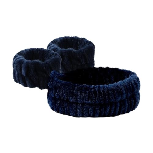 UYFRD Flanell-Kopf-Handbänder-Set, rutschfest, saugfähig, Uni, Make-up, Gesicht, Spa, Yoga, Haar-Handgelenkhalter, 3 Stück, 12 Farben, Dunkelblau UYFRD Flanell-Kopf-Handbänder-Set, rutschfest, saugfähig, Uni, Make-up, Gesicht, Spa, Yoga, Haar-Handgelenkhalter, 3 Stück, 12 Farben, Dunkelblau von UYFRD