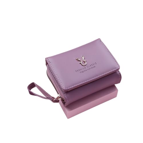 UYFRD Luxusmarke Damen Kleine Geldbörse Weiblich Kartenhalter Kurze Geldbörsen mit Münzgeldbörse für Frauen Damen PU Leder Hasp Mini Clutch, violett, Einheitsgröße von UYFRD