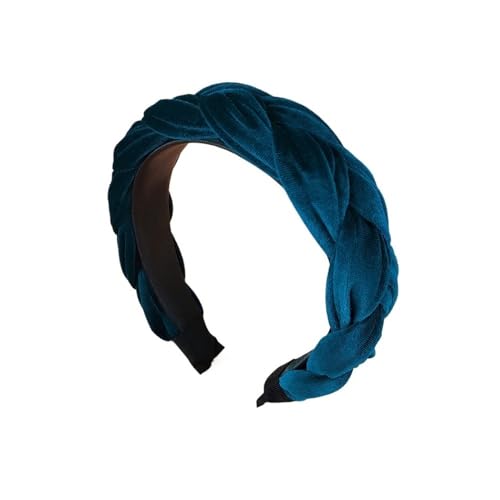 UYFRD Samt-Haarband, schlicht, breit, modische Haarnadel, gedrehtes geflochtenes Stirnband (Blau A) von UYFRD