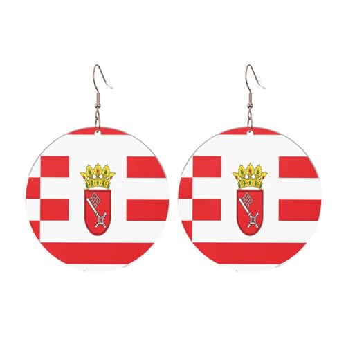 Bremen Banner Runde Acryl Ohrringe Ohrringe für Frauen Frauen Mode Weihnachtsgeschenk, Einheitsgröße, Acryl Bremen Banner Runde Acryl Ohrringe Ohrringe für Frauen Frauen Mode Weihnachtsgeschenk, Einheitsgröße, Acryl von UYHhgqw