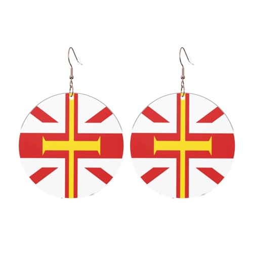 Flagge der Guernsey Inseln Runde Acryl Ohrringe Ohrringe für Frauen Mode Weihnachtsgeschenk, Einheitsgröße, Acryl von UYHhgqw