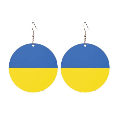 Flagge der Ukraine Runde Acryl Ohrringe Ohrringe für Frauen Mode Weihnachtsgeschenk, Einheitsgröße, Acryl Flagge der Ukraine Runde Acryl Ohrringe Ohrringe für Frauen Mode Weihnachtsgeschenk, Einheitsgröße, Acryl von UYHhgqw
