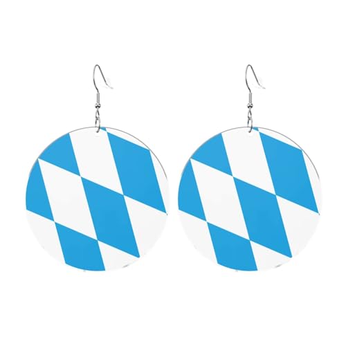 Flagge der bayerischen Raute Variante Runde Acryl Ohrringe - Ohrringe für Frauen - Damenmode Weihnachtsgeschenk, Einheitsgröße, Acryl Flagge der bayerischen Raute Variante Runde Acryl Ohrringe - Ohrringe für Frauen - Damenmode Weihnachtsgeschenk, Einheitsgröße, Acryl von UYHhgqw