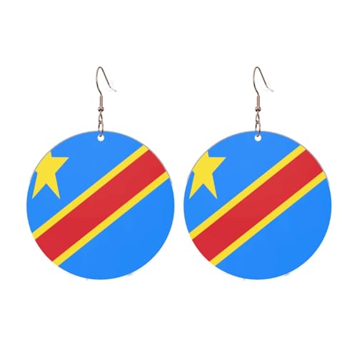 Flagge des Kongo Runde Acryl Ohrringe Ohrringe für Frauen Mode Weihnachtsgeschenk, Einheitsgröße, Acryl Flagge des Kongo Runde Acryl Ohrringe Ohrringe für Frauen Mode Weihnachtsgeschenk, Einheitsgröße, Acryl von UYHhgqw