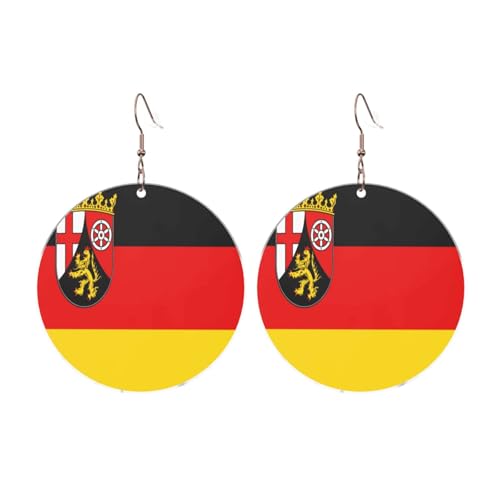 Flagge des Staates Rheinland-Pfalz Runde Acryl Ohrringe Ohrringe für Frauen Mode Weihnachtsgeschenk, Einheitsgröße, Acryl von UYHhgqw