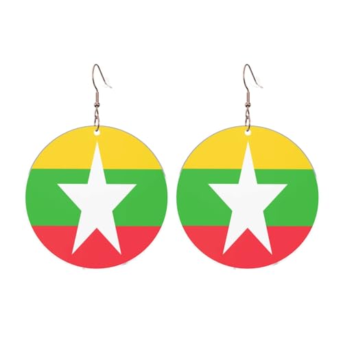 Flagge von Myanmar Runde Acryl Ohrringe Ohrringe für Frauen Mode Weihnachtsgeschenk, Einheitsgröße, Acryl Flagge von Myanmar Runde Acryl Ohrringe Ohrringe für Frauen Mode Weihnachtsgeschenk, Einheitsgröße, Acryl von UYHhgqw