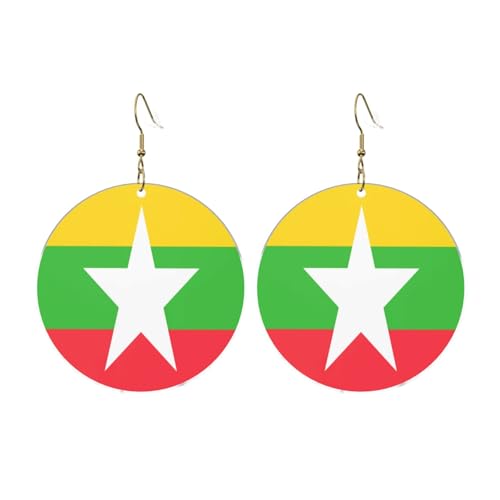 Flagge von Myanmar Runde Acryl Ohrringe Ohrringe für Frauen Mode Weihnachtsgeschenk, Einheitsgröße, Acryl Flagge von Myanmar Runde Acryl Ohrringe Ohrringe für Frauen Mode Weihnachtsgeschenk, Einheitsgröße, Acryl von UYHhgqw