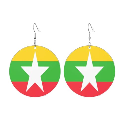 Flagge von Myanmar Runde Acryl Ohrringe Ohrringe für Frauen Mode Weihnachtsgeschenk, Einheitsgröße, Acryl Flagge von Myanmar Runde Acryl Ohrringe Ohrringe für Frauen Mode Weihnachtsgeschenk, Einheitsgröße, Acryl von UYHhgqw