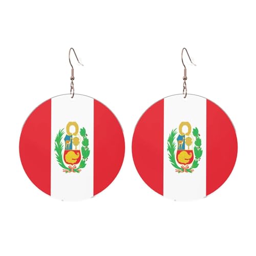 Flagge von Peru Runde Acryl Ohrringe Ohrringe für Frauen Mode Weihnachtsgeschenk, Einheitsgröße, Acryl Flagge von Peru Runde Acryl Ohrringe Ohrringe für Frauen Mode Weihnachtsgeschenk, Einheitsgröße, Acryl von UYHhgqw