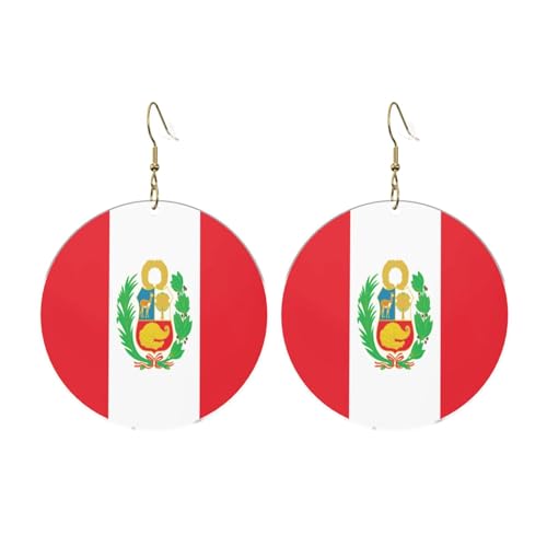 Flagge von Peru Runde Acryl Ohrringe Ohrringe für Frauen Mode Weihnachtsgeschenk, Einheitsgröße, Acryl Flagge von Peru Runde Acryl Ohrringe Ohrringe für Frauen Mode Weihnachtsgeschenk, Einheitsgröße, Acryl von UYHhgqw