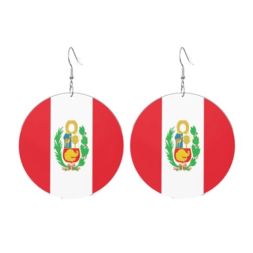 Flagge von Peru Runde Acryl Ohrringe Ohrringe für Frauen Mode Weihnachtsgeschenk, Einheitsgröße, Acryl Flagge von Peru Runde Acryl Ohrringe Ohrringe für Frauen Mode Weihnachtsgeschenk, Einheitsgröße, Acryl von UYHhgqw